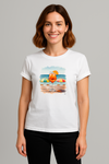 Camiseta Praia Europeia | Coleção Verão Europeu | Branco | Cinza