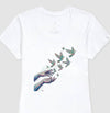 Camiseta Mãos Criadora | Coleção Arte e Inspiração | Branco | Preto | Azul | Cinza | Rosa